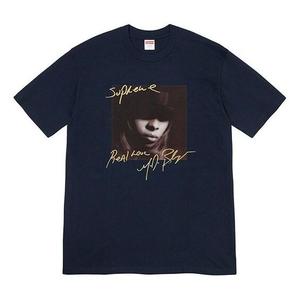 Футболка fw19 week 1 mary j. blige tee character short sleeve navy blue Supreme, синий