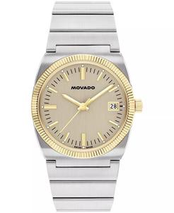 Мужские часы Ondoplan швейцарские кварцевые из нержавеющей стали 36 мм Movado, серебро