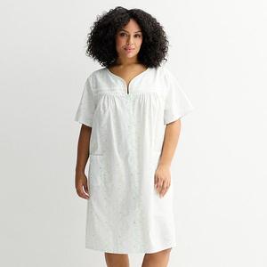 Халат для сна из тканого материала больших размеров Croft & Barrow, Floral Manor Stripe