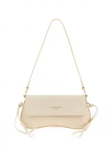 Кожаная сумка через плечо Twinset, бежевый