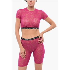 Кружевной укороченный топ с логотипом на резинке Dsquared2, Multicolor