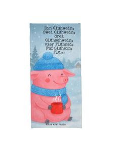Mr. & Mrs. Panda Полотенце с изображением поросенка, пьющего глинтвейн, и надписью белого цвета