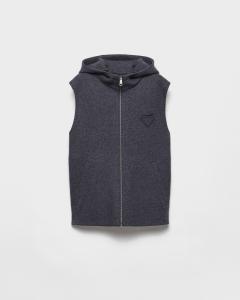 Жилет на молнии из шерсти и кашемира Prada, антрацитовый серый
