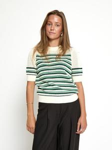 Футболка в стиле Cloud Dancer/зеленые полоски minus