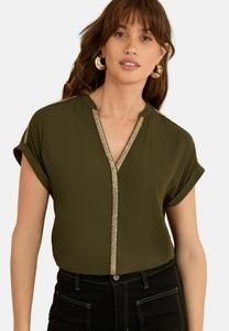Блуза Love & Roses Blouse, Khaki Sequin Trim/Green