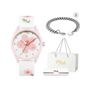 FILA Часы 6485 Collection Wrist Watch Quartz Movement Silicone Strap 43mm Blue Dial Women's Watch, [Free Bracelet+Shopping Bag]-6465-001