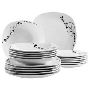 Тарелка обеденная Mäser Londra 18-teilig, фарфор - белый / черный