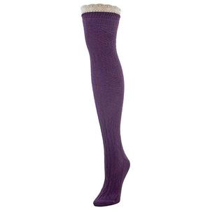 Носки Diamond crochet cotton blend over the knee Memoi, Purple Pennant