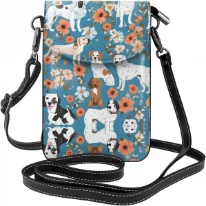 Милая сумочка для телефона в виде бассет-хаунда с цветочным принтом, сумка через плечо с магнитной застежкой и отделениями для карт, из искусственной кожи Ultra Fiber.