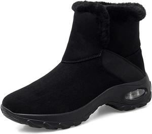 Зимние женские ботинки с искусственным мехом, водонепроницаемые, защищающие от холода, теплые ботинки для прогулок и походов, уютные короткие уличные ботинки Generic, Black