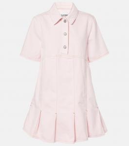 Платье-рубашка из плиссированного денима Ganni, Chalk Pink