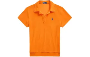 Поло с вышитым пони из махровой ткани Polo Ralph Lauren, оранжевый
