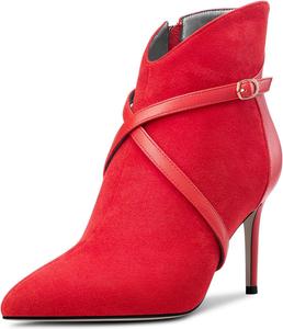 Женские ботильоны Castamere с высоким каблуком, заостренным носком, короткие ботинки с перекрестным ремешком, застежкой-молнией и комбинированной отделкой, на каблуке 8 см, для вечернего выхода