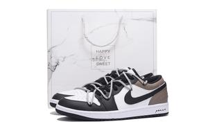 Jordan Баскетбольные кроссовки Air 1 с низким верхом, износостойкие, антискользящие, винтажные, мужские, черно-коричневые