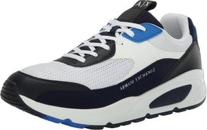 Мужские кроссовки Armani Exchange с полиуретановыми вставками, микро-логотипом и замшевой отделкой для скейтборда, белый/синий/темно-синий