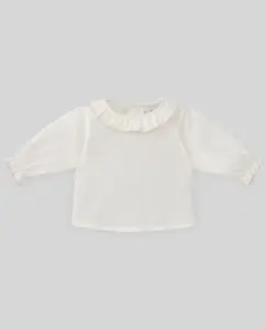 Детская блузка с волнистой отделкой коллекция Esencial Paz Rodríguez, белый/розовый