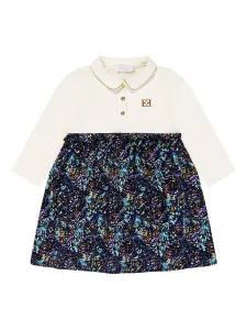Платье с воротником поло и графичным принтом Escada Kids, белый