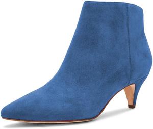 XYD стильные женские ботильоны, низкий каблук-«kitten», заостренный носок, закрытая носочная часть, боковая молния, выпускной, блестки, вечеринка, мода, короткие ботильоны, Dunkelblau