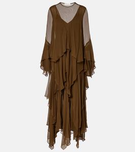 Платье из шелковой органзы с драпировкой Zimmermann, Moss