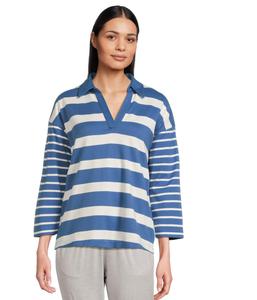 Поло L.L.Bean Heritage Mariner Split-Neck Polo Blocked Stripe, цвет Bright Blue Blocked Stripe