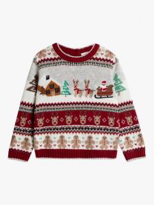 Детский свитер с рождественским узором Fair Isle JoJo Maman Bébé, Burgundy
