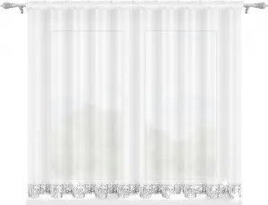Готовая штора, штора с фианитами, серебряная лента, белая, 300х150см Sonstige