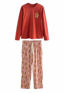 Пижамный комплект Next LONG SLEEVE SET, Red Gingerbread/Brown