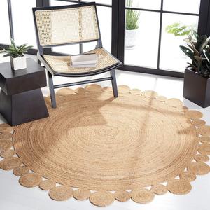 Круглый ковер 244 x 244 см из натурального волокна SAFAVIEH Natural Fiber Round Collection Natural NFB307A ручной работы в стиле бохо-кантри из джута