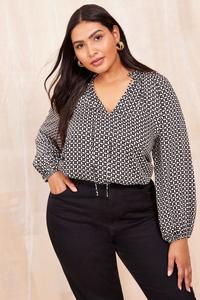 Изгибы, как эти, атласная блузка с длинными рукавами и завязкой на шее Friends Like These, черный