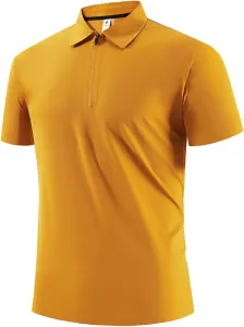 Мужская футболка с полузастежкой на молнии, летняя, быстросохнущая