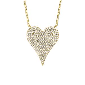 Многослойное ожерелье из стерлингового серебра 14 карат с позолотой и кубическими цирконами в форме сердца Genevive, золотой