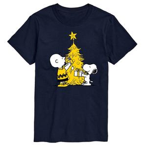 Мужская футболка с рисунком Peanuts Xmas Charlie Snoopy Licensed Character, темно-синий