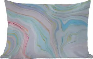 Подушка для улицы - Мрамор - Пастель - Узор - Абстрактный - 60 x 40 см - Устойчива к атмосферным воздействиям - Подушка для отдыха - Декоративная подушка - Подушка для дома MuchoWow