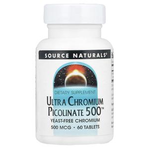 Source Naturals, Ультрапиколинат хрома 500 , 500 мкг, 60 таблеток