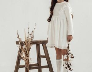 Детское платье с рюшами Snow Rib в белом Aster & Oak