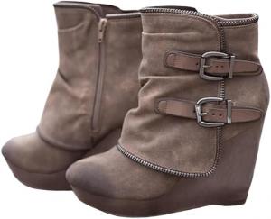 Женские ботильоны на танкетке с каблуком, зимние туфли для платья Hhhchpm, Khaki