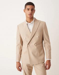 Двубортный пиджак ASOS DESIGN в тонкую полоску цвета меланж