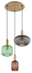 Подвесной светильник E27, металл/стекло Globo, зеленый/латунный/капучино