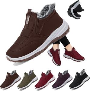 Женские зимние ботинки на снег водонепроницаемые, утепленные мехом, ботильоны на шнуровке, удобные для походов, с широкой передней частью, комфортные кроссовки для ходьбы Generic, Brown