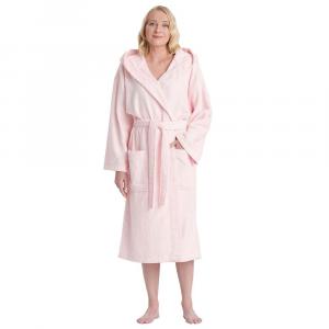 Женский турецкий махровый хлопковый халат с капюшоном ARUS, розовый