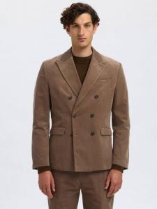 Приталенный пиджак Duca из хлопка с двойной застежкой Selected, Brownie