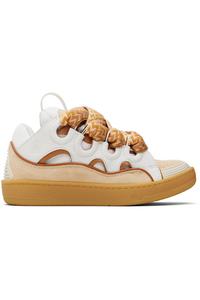 Lanvin Бело-Оранжевые кожаные кроссовки