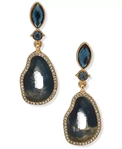 Серьги-Подвески из стекла и искусственного камня золотистого оттенка Lonna & Lilly, blue