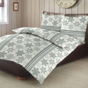 Комплект постельного белья Dream Sleep из фланели со звездами и снежинками, синий, 135x200 см + 80x80 см Traumschlaf