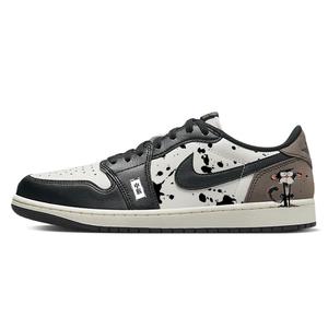 Air 1 Амортизирующие нескользящие низкие винтажные баскетбольные кроссовки мужские черно-бело-коричневые Jordan