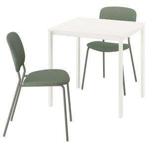 Стол и 2 стула VIHALS/VIHALS IKEA, 74x74 см, цвет white white/green tibbleby grey-green