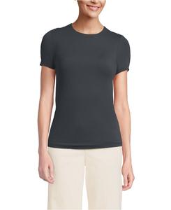 Женская трикотажная футболка с коротким рукавом, двухслойная, с круглым вырезом и без застежек Lands' End, Steel gray