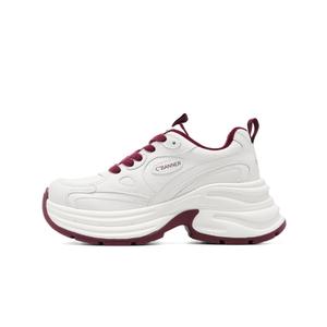 C°BANNER Женские устойчивые к истиранию низкие массивные кроссовки бело-красные (с флисовой подкладкой), цвет White Red (Fleece-Lined)