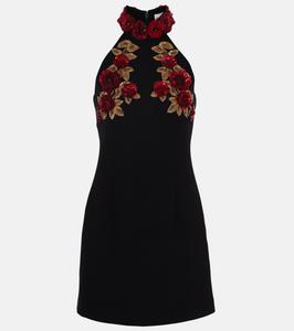 Мини-платье Rosetta с цветочной аппликацией Rebecca Vallance, черный