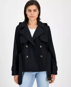 Женский двубортный тренчкот с поясом London Fog, черный